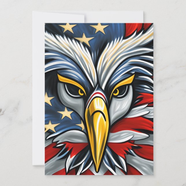 Cartes Pour Fêtes Annuelles Drapeau de l'aigle à tête blanche américain (Devant)