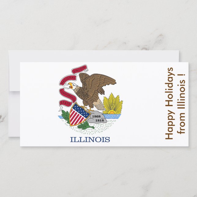 Cartes Pour Fêtes Annuelles Drapeau de l'Illinois, Joyeuses fêtes des États-Un (Devant)