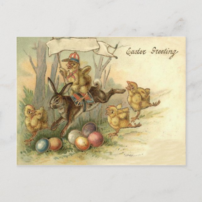 Cartes Pour Fêtes Annuelles Drapeau de l'oeuf peint poulet de Pâques (Devant)