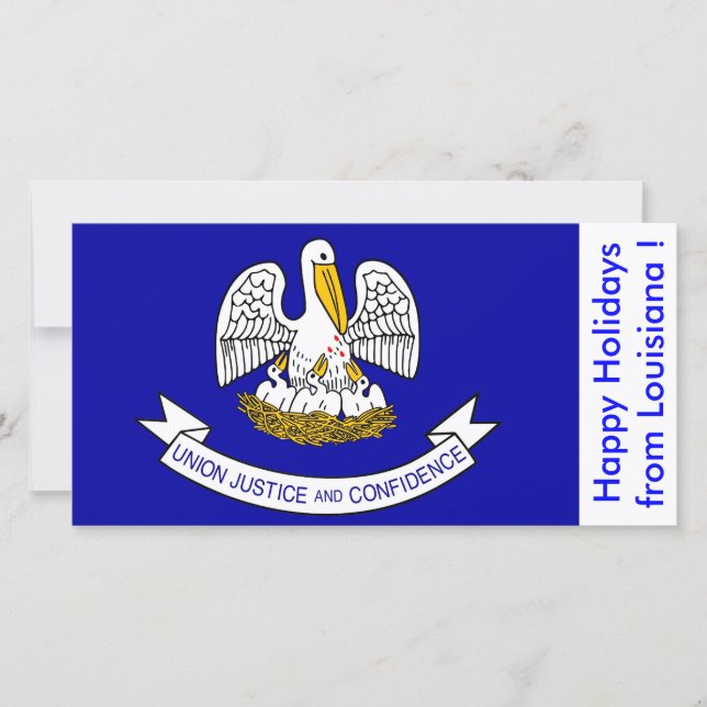 Cartes Pour Fêtes Annuelles Drapeau de Louisiane, Joyeuses fêtes des États-Uni (Devant)