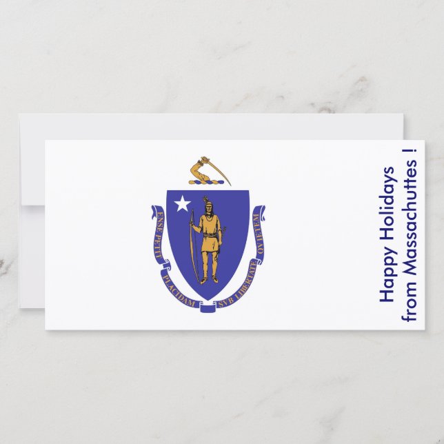 Cartes Pour Fêtes Annuelles Drapeau de Maassachuttes, Joyeuses fêtes des États (Devant)