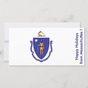 Cartes Pour Fêtes Annuelles Drapeau de Maassachuttes, Joyeuses fêtes des États