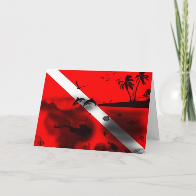 Cartes Pour Fêtes Annuelles Drapeau de plongée cool (Devant)