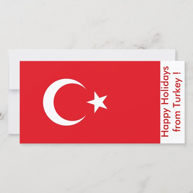 Cartes Pour Fêtes Annuelles Drapeau de Turquie, Joyeuses fêtes de Turquie (Devant)