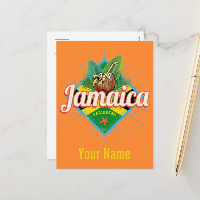 Cartes Pour Fêtes Annuelles Drapeau des Caraïbes de la Jamaïque vacances vinta (Devant/Arrière en situation)