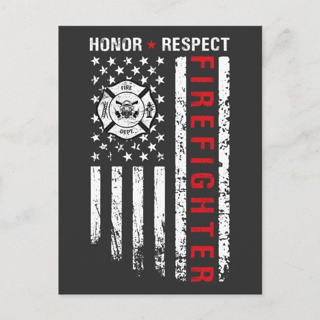 Cartes Pour Fêtes Annuelles Drapeau des pompiers Red Line Us (Devant)
