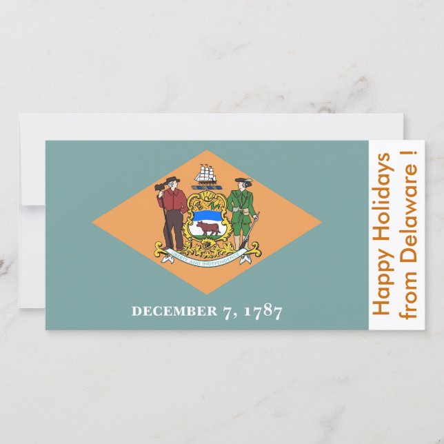 Cartes Pour Fêtes Annuelles Drapeau du Delaware, Joyeuses Vacances des États-U (Devant)