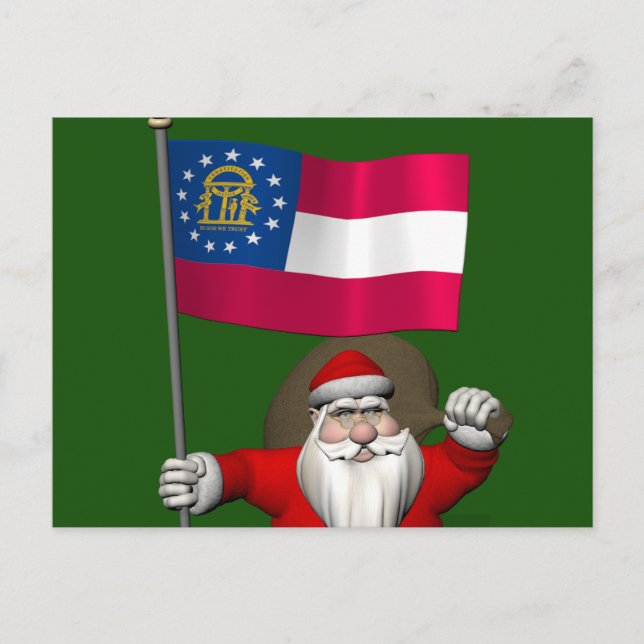 Cartes Pour Fêtes Annuelles Drapeau Du Père Noël De Géorgie (Devant)