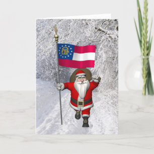 Cartes Pour Fêtes Annuelles Drapeau Du Père Noël De Géorgie