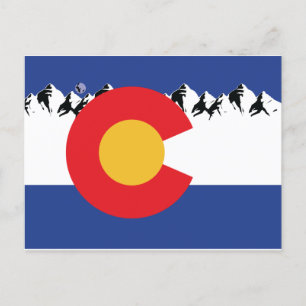 Cartes Pour Fêtes Annuelles Drapeau et montagnes du Colorado
