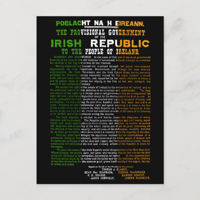 Cartes Pour Fêtes Annuelles Drapeau irlandais Hausse de Pâques 1916 Proclamati (Devant)