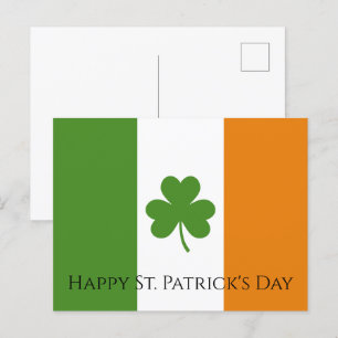 Cartes Pour Fêtes Annuelles Drapeau irlandais St Patrick avec Shamrock Perso