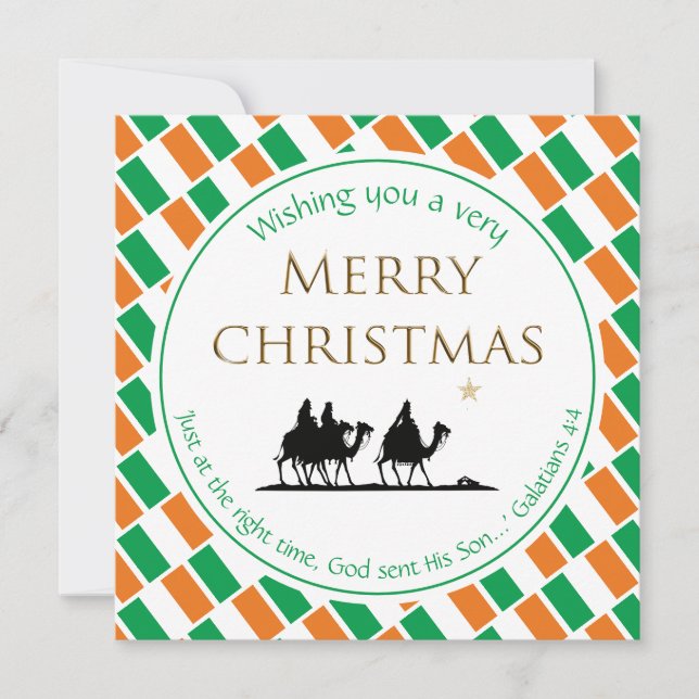 Cartes Pour Fêtes Annuelles DRAPEAU IRLANDAIS Trois Sages Hommes Noël IRLANDAI (Devant)