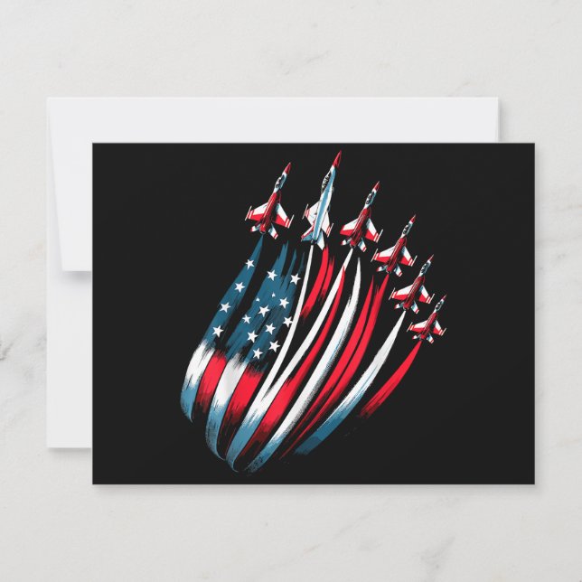 Cartes Pour Fêtes Annuelles Drapeau Patriotique USA Jets Boys 4 juillet (Devant)
