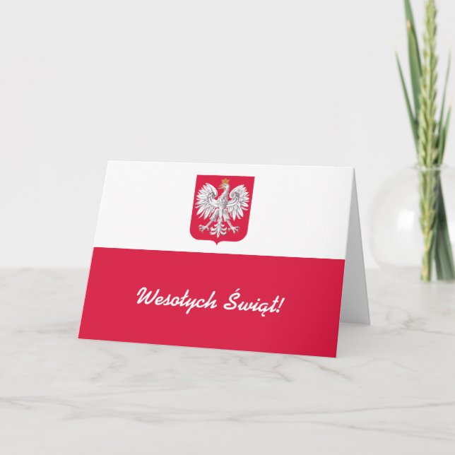 Cartes Pour Fêtes Annuelles Drapeau polonais Wesołych Świąt Flaga Polski (Devant)