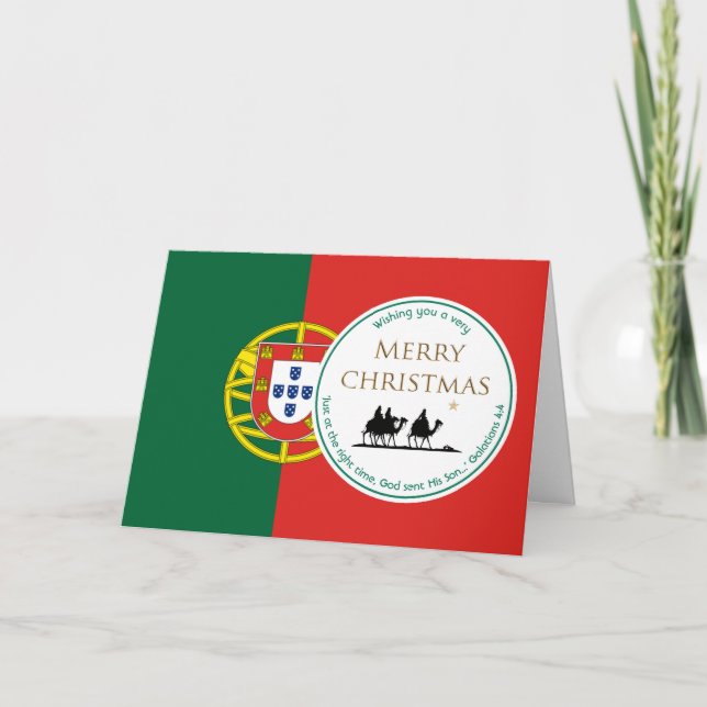 Cartes Pour Fêtes Annuelles DRAPEAU PORTUGAL TROIS HOMMES Sages NOËL (Devant)