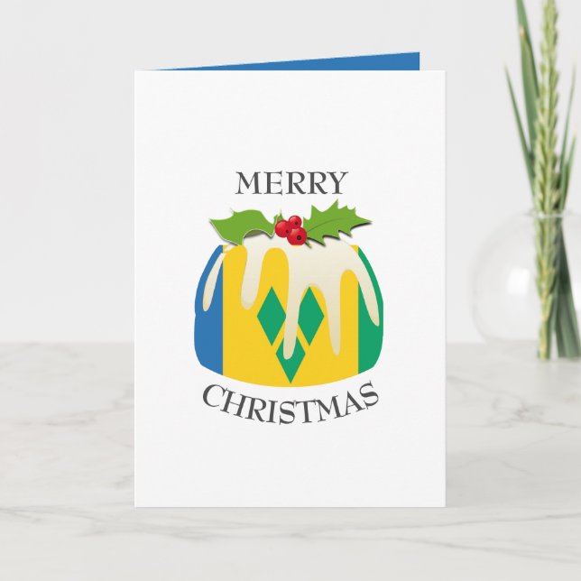 Cartes Pour Fêtes Annuelles DRAPEAU ST VINCENT | Pudding de Noël | Festive (Devant)