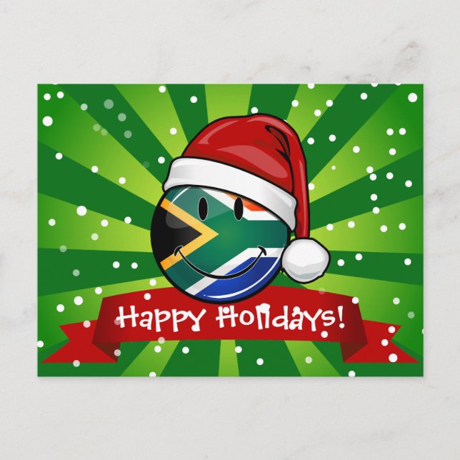 Cartes Pour Fêtes Annuelles Drapeau sud-africain souriant style de Noël (Devant)