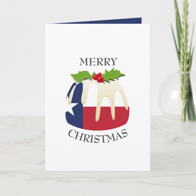 Cartes Pour Fêtes Annuelles DRAPEAU TEXAS | Pudding Festif de Plum | Noël (Devant)