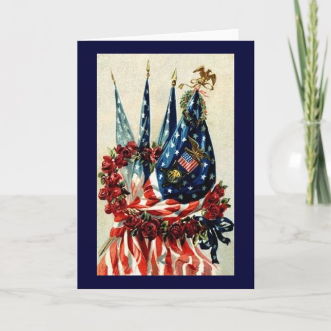 Cartes Pour Fêtes Annuelles Drapeaux et couronne (Devant)