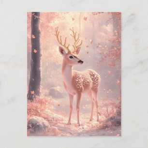 Cartes Pour Fêtes Annuelles Dreamy Fawn en bois d'automne rose