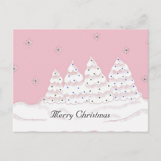Cartes Pour Fêtes Annuelles Dreamy White Christmas Trees (Devant)