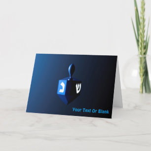 Cartes Pour Fêtes Annuelles Dreidel bleu brillant