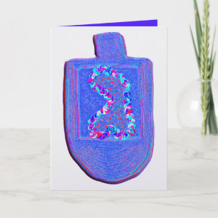 Cartes Pour Fêtes Annuelles dreidel floral de Hanukkah