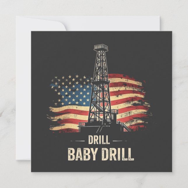 Cartes Pour Fêtes Annuelles Drill Baby Drill American Trump Energy Economy (Devant)