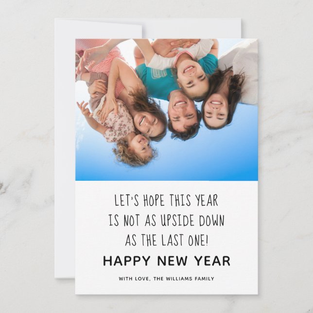 Cartes Pour Fêtes Annuelles Drôle à l'envers Happy New Year Card (Devant)