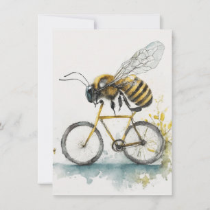 Cartes Pour Fêtes Annuelles Drôle abeille à vélo en train de dessiner l'aquare