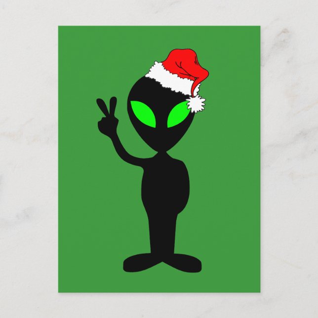 Cartes Pour Fêtes Annuelles Drôle alien de paix père Noël (Devant)