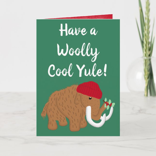 Cartes Pour Fêtes Annuelles Drôle Avoir un Noël laineux et cool Yule Mammouth  (Devant)