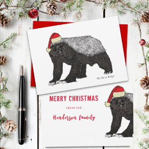 Cartes Pour Fêtes Annuelles Drôle badger de miel Père Noël badass ironie