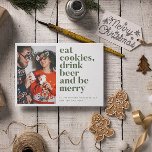 Cartes Pour Fêtes Annuelles Drôle Boire Bière Couple Photo Noël
