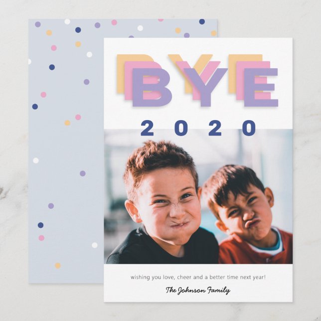 Cartes Pour Fêtes Annuelles Drôle "Bye 2020" Photo simple tendance (Devant / Derrière)