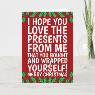 Cartes Pour Fêtes Annuelles Drôle cadeau auto-acheté Joyeux Noël Typographie