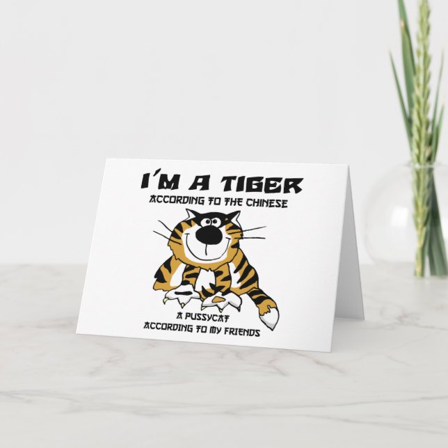 Cartes Pour Fêtes Annuelles Drôle cadeau chinois Zodiac Tiger (Devant)