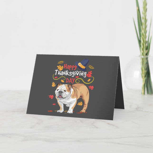 Cartes Pour Fêtes Annuelles Drôle cadeau Thanksgiving pour Bulldog anglais (Devant)