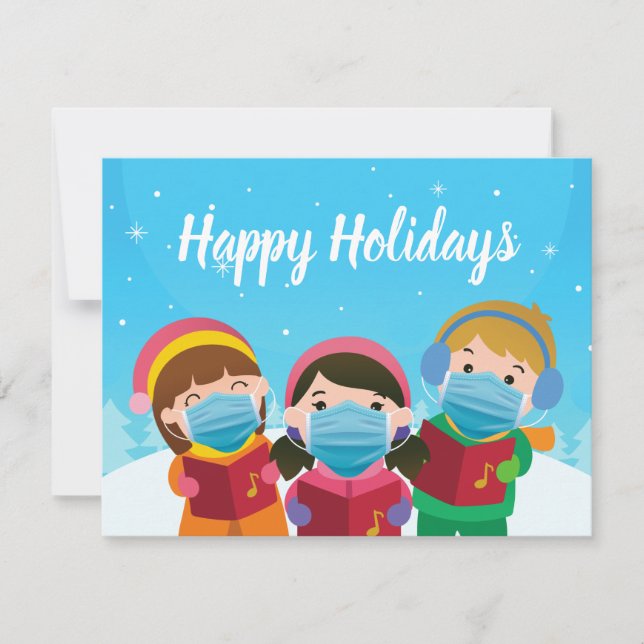 Cartes Pour Fêtes Annuelles Drôle Caroleurs de Noël en vacances Masque Visage (Devant)