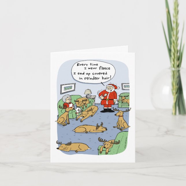 Cartes Pour Fêtes Annuelles Drôle Cartoon de rennes de Noël - Fleece Navidad (Devant)