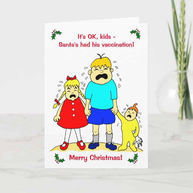Cartes Pour Fêtes Annuelles Drôle Cartoon Enfants Vaccin Noël (Devant)
