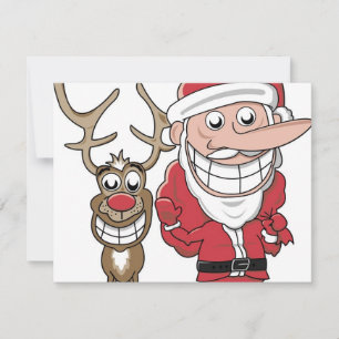Cartes Pour Fêtes Annuelles Drôle Cartoon Père Noël et Rudolph