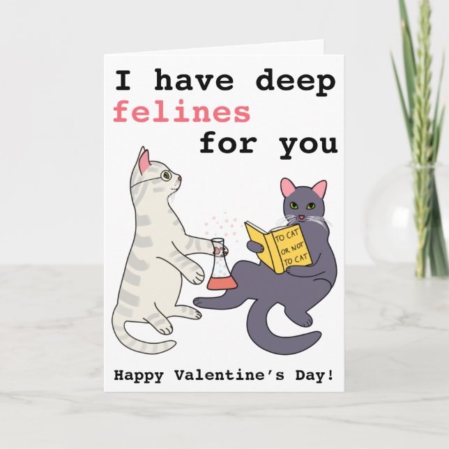 Cartes Pour Fêtes Annuelles Drôle chat felines caricature de la Saint Valentin (Devant)