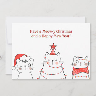 Cartes Pour Fêtes Annuelles Drôle chat miow de Noël