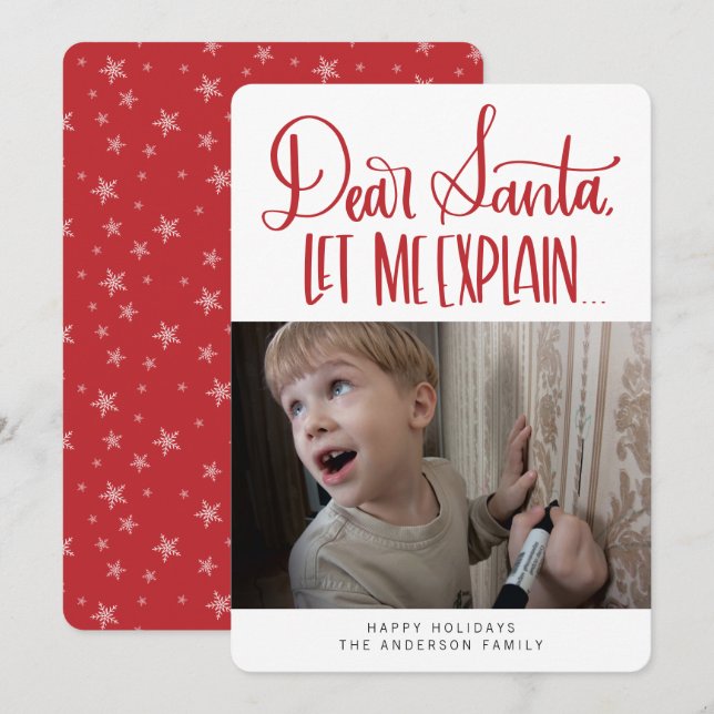 Cartes Pour Fêtes Annuelles Drôle Cher Santa Laissez-Moi Expliquer (Devant / Derrière)