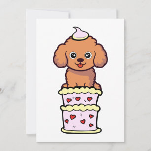 Cartes Pour Fêtes Annuelles Drôle chien brun sautant d'un gâteau