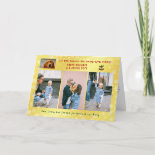 Cartes Pour Fêtes Annuelles Drôle Chien Chat 4 Photos Minimaliste Élégant Or
