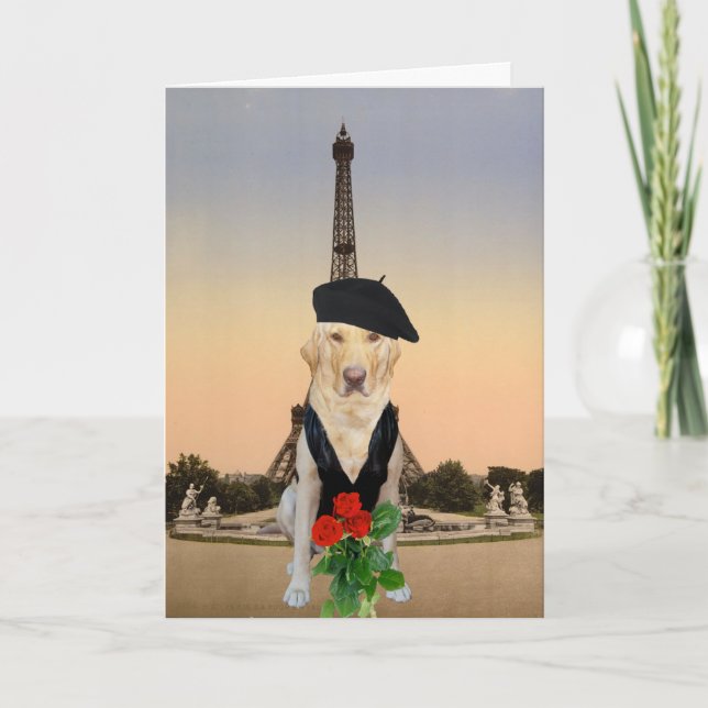 Cartes Pour Fêtes Annuelles Drôle Chien Français / Lab Valentine (Devant)