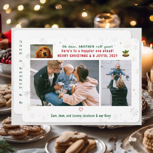 Cartes Pour Fêtes Annuelles Drôle Chien Ruff Année 3 Photos Joyeux Noël Mignon
